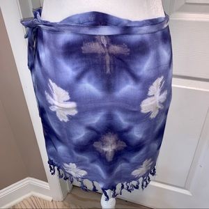 Global Peaces VTG Tie Dye Wrap Blue Mini Skirt/Coverup
